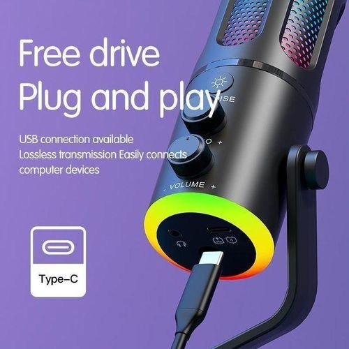 product_image_name-Generic-Content Creation Rgb Colors Changing USB/USB C Condenser Microphone for Podcast Recording, PC Computer Gaming Streaming Mic with RGB Light, Reverb Effects, Headphones Jac k, Desktop Stand, Vocal Mic for Singing YouTube PS5-4