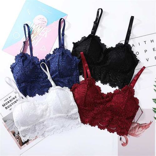 Fashion 4pieces Ladies Lace Bralette Tube Tops Lace Bra Tops Crop Tops Girl  Vest Underwear(SMALL)