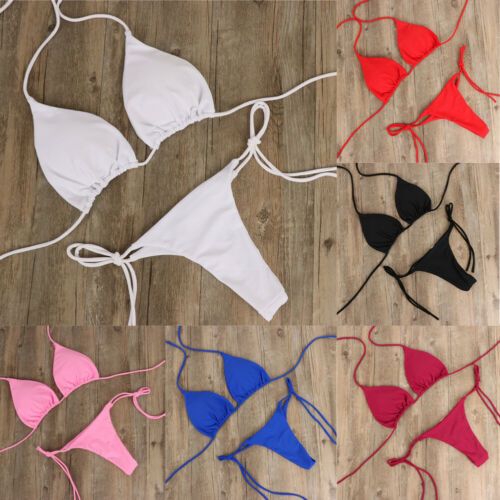 Sexy Women Bikini Set Swimwear Summer Push-up Bra Tie Side G-String Thong  Beach Triangle Suit 2PCS Swimsuit Bathing Suit Swimming Suit