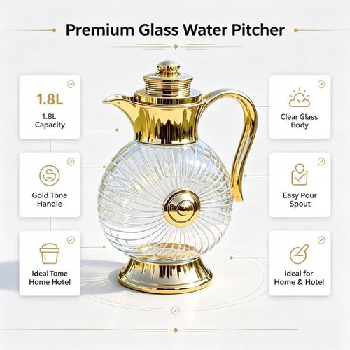 Generic 1.8L Glass Water Pitcher Transparent Drinking Juice Jug With Lid - image 3