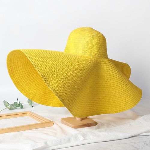 Foldable Straw Beach Hat Women Travel UV Hat Wide Brim Sun Hat fashion  comfortable breathable light