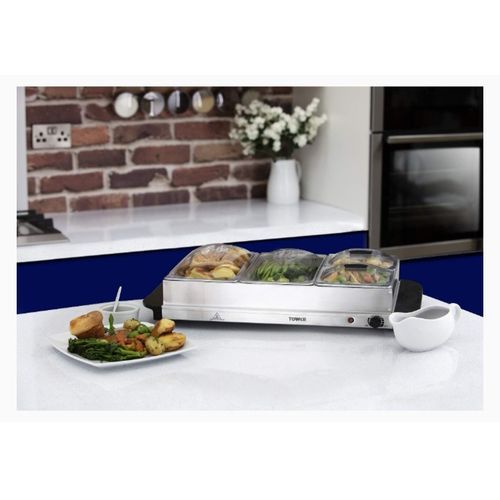 product_image_name-Tower-4 Tray Buffet Server, Hot Plate & Food Warmer - 7.2L, 300W-5