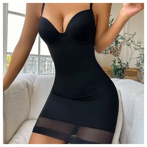 Women's Dress Full Slip Shapewear Bodysuit Lingerie Body Shaper With  Built-in Bra Tops Smooth Back