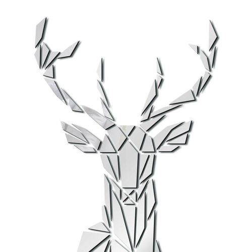 Generic Mirror Deer Head Acrylic Wall Sticker Decal Removable