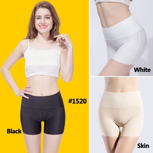 Fashion (Black Skin White)3PCS/lot Women High Waist Safety Short Pants  Slimming Panties Seamless Boyshorts Silk Lady Boyshort Nylon Women Boxer  JIN