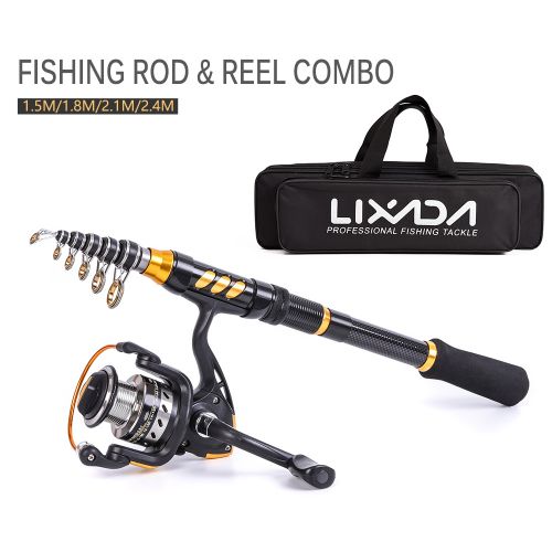 Lixada 2PCS Telescopic Fishing Rod And Reel Combo Full Kit