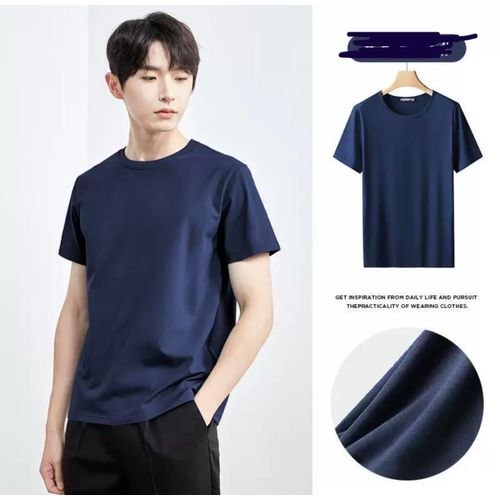 product_image_name-Fashion-PLAIN ROUND NECK BLACK AND WHITE POLO T SHIRT PLAIN TEES-1