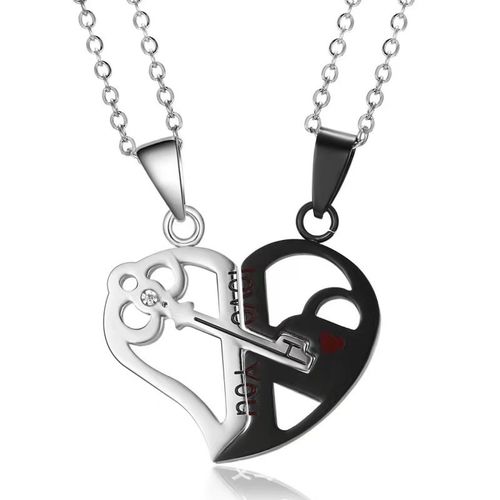 Generic 2Pcs/Set Couple Pendants Necklace For Lovers Valentines