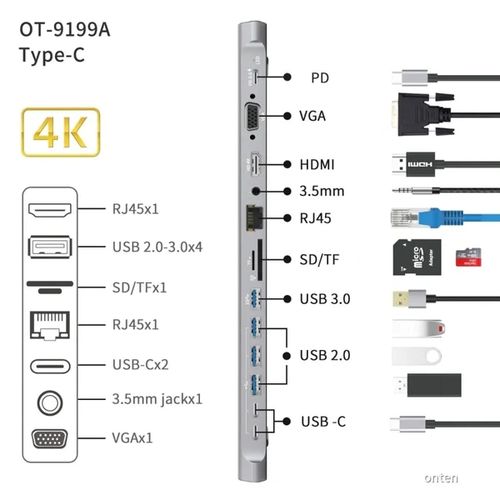 Onten Type C Adapter 13 In 1 Multi Function Expansion Hub - image 2