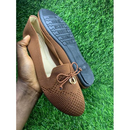 product_image_name-Lomanice-Women’s Brown Knit Flats Shoe (BL270B)-2
