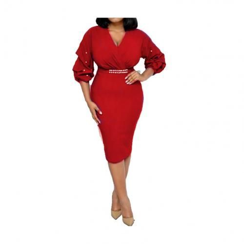 Fashion Beaded Sleeve Midi Dress - Red | Jumia Nigeria