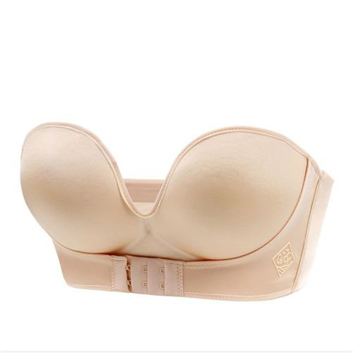 Fashion Women Invisible Bras Front Closure Push Up Bra Underwear Lingerie  For Female Brassiere Strapless Seamless Bralette ABC Cup Apricot