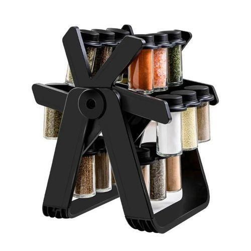 Generic 18 Jar Rotating Spice Rack Set – Multifunction Kitchen Spice Organizer With Transparent Seasoning Containers – Space Saving Spice Storage Stand