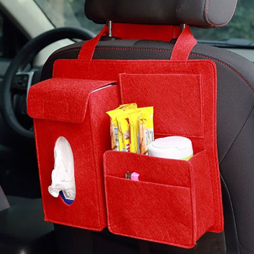 Generic Car Back Seat Storage Bag Organizer Hanging Bag Paper Towel Mobile  Phone Storage Felt Bag Debris Organizer Accessories Red