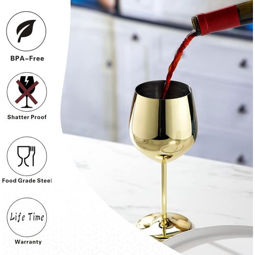 product_image_name-Generic-Stainless Steel Wine Glasses Set of 6, 18oz Stainless Steel Wine Goblets, Stemmed Metal Wine Glasses for Party Office Wedding Anniversary, Great for Red White Wine (Gold)-3