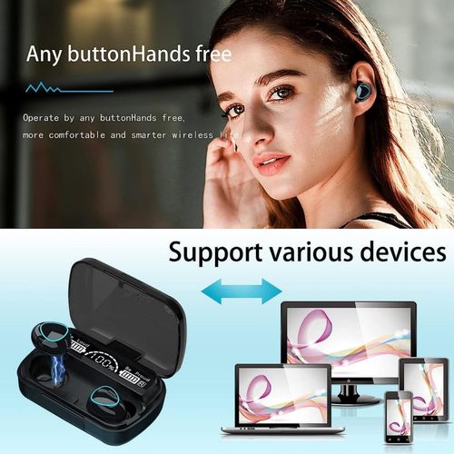 BHW Wireless Bluetooth Earbuds LED Display Long Battery Life- Black - image 4