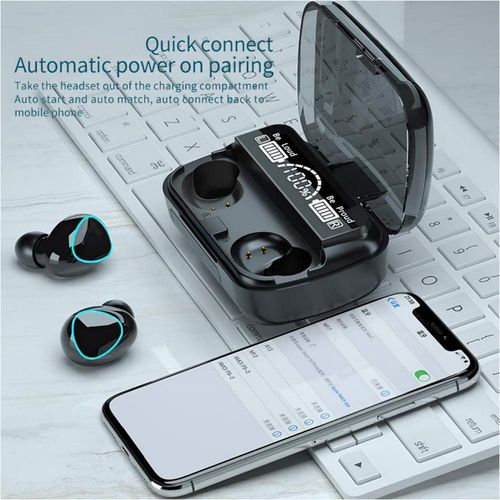 BHW Wireless Bluetooth Earbuds LED Display Long Battery Life- Black - image 7
