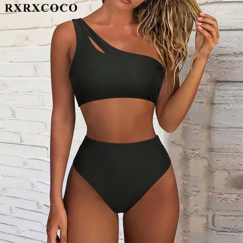 RXRXCOCO Womens One Shoulder Bikini Set Bandage Tie High Waisted Swimsuit :  : Clothing, Shoes & Accessories