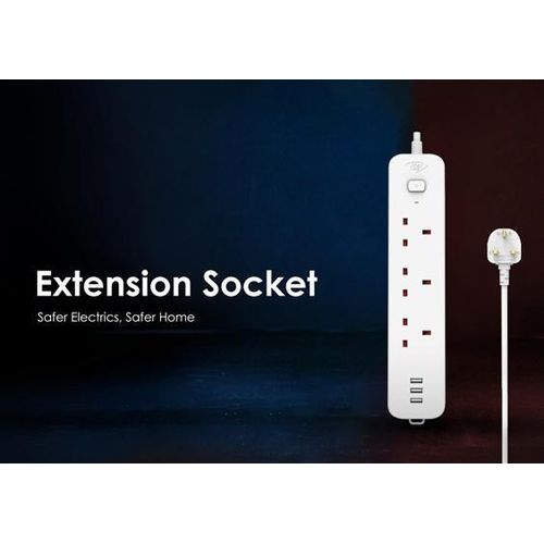 itel 3 Sockets Extension Box With 3 USB Ports Power Strip - image 2