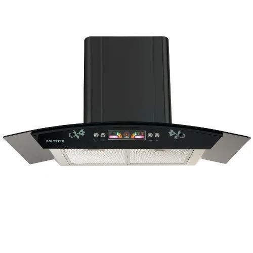 Polystar 90cm Smoke Extractor Kitchen Hood Tempered Glass