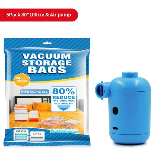 5 Pack Vacuum Storage Bags Travel Saving Package for Pillows