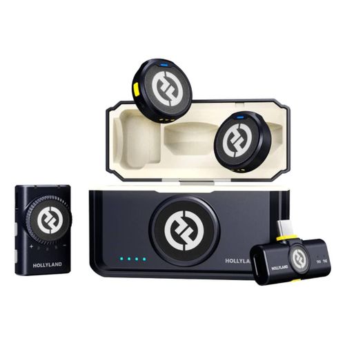 Generic Lark1 M2 Mini Combo Hollyland Wireless Mic for iPhone/Camera/Android/PC 300m Range, ANC Microphone 40h Use, YouTube, Vlog (2TX + 2RX + Charging Case)