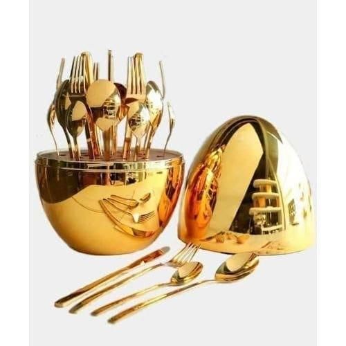 Generic 24pcs Oval Shape Cutlery Spoon Fork And Knife Set