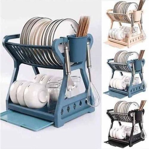 Generic New Rustless 2 Tier Plastic Dish Drainer And Plate Rack