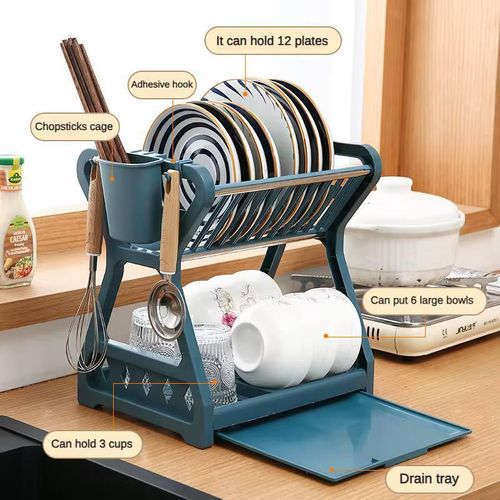 Generic New Rustless 2 Tier Plastic Dish Drainer And Plate Rack - image 2