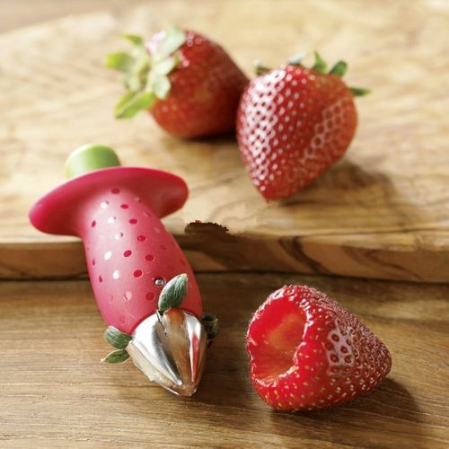 Kitchen Fruit Gadget Tools 2pc/ set Strawberry Slicer Cutter Strawberry  Corer Strawberry Huller Leaf Stem Remover