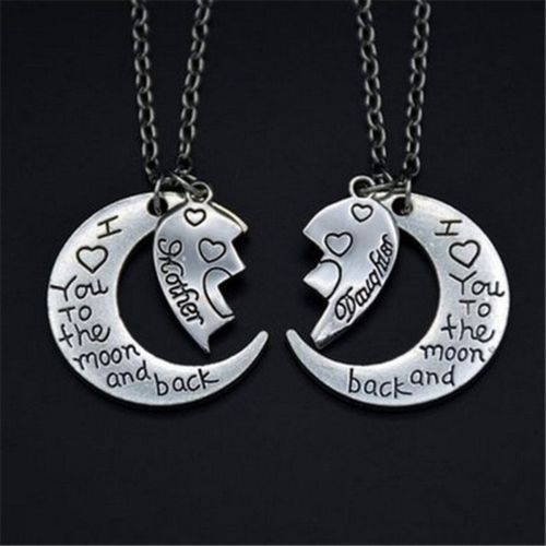 Fashion 2Pcs I Love You To The Moon And Back Mother Daughter