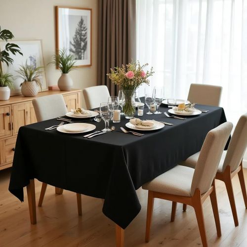 Generic Rectangle Tablecloth, 60 x 84 Inch, Black