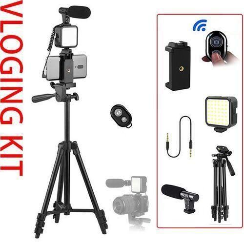 Generic Vlogging Kits With Tripod Stand + LED Fill Light + Aux Microphone + Bluetooth - image 2