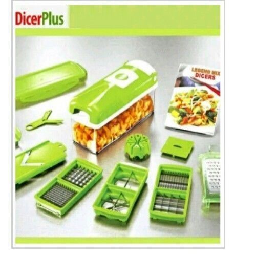 Genius Nicer Dicer Plus Multi-Purpose Vegetable & Fruit Slicer - 12 Pieces  Green