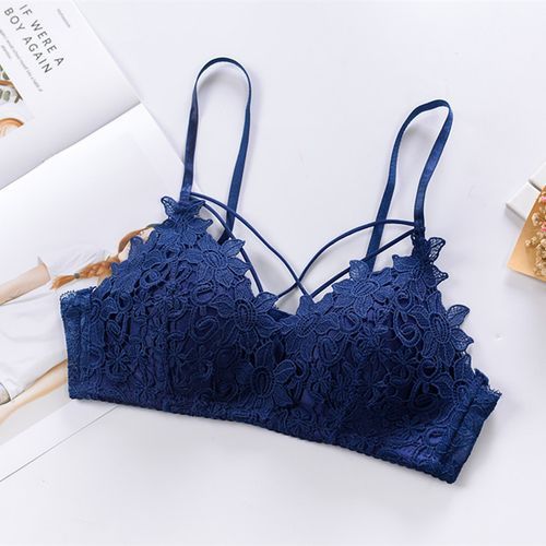 JIEYA Women Comfort Floral Embroidery Lace Wireless Bra Cup C (34/75BC,  Black) at  Women's Clothing store