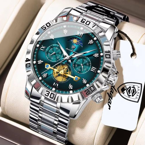 POEDAGAR Brushed Tapestry Analogue Chronograph Designer Wristwatch