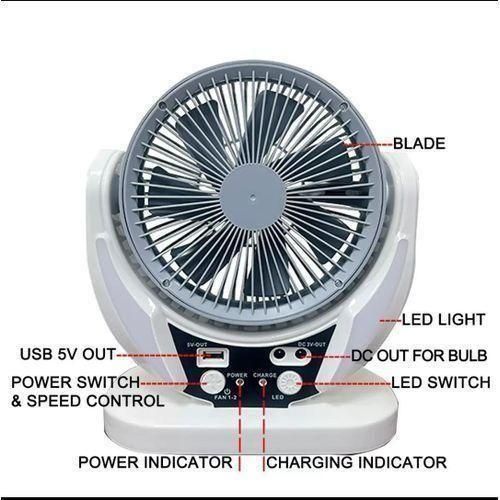 Generic Sonik Rechargeable table Fan with AC/DC+Solar Panel+2 LED bulbs, mobile version - image 2