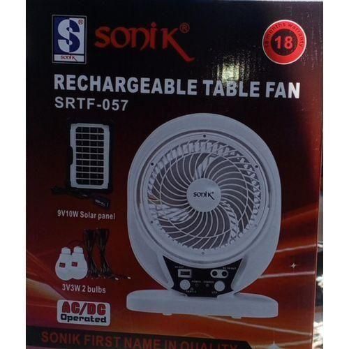 Generic Sonik Rechargeable table Fan with AC/DC+Solar Panel+2 LED bulbs, mobile version - image 3