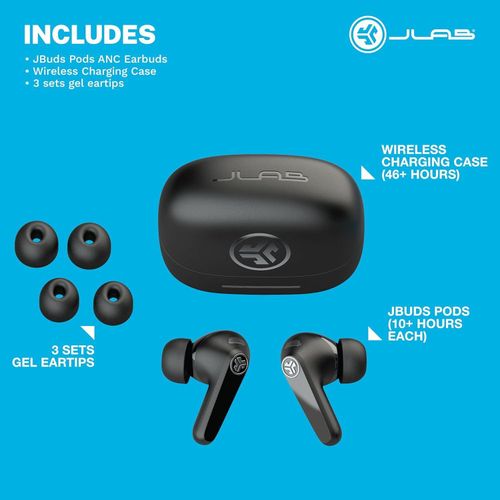 Jlab JBuds Pods ANC, True Wireless Earbuds, Active Noise Cancelling, Bluetooth Multipoint, Black - image 2