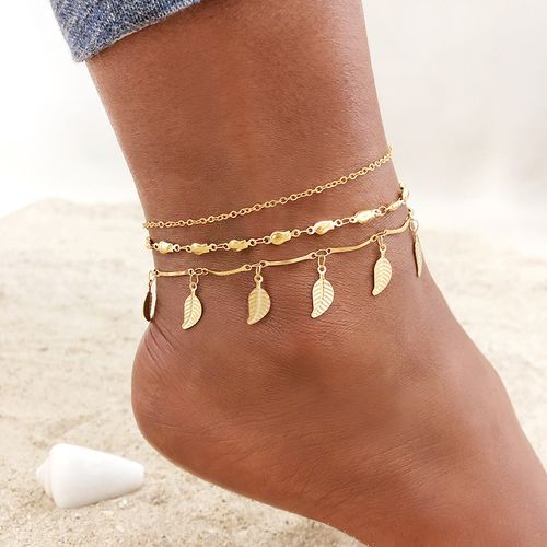 Gold color anklets on sale