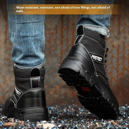 product_image_name-BLWOENS-Safety Boots Men With Steel Toe Cap Anti-smash Men Work Shoes Sneakers- Black-4