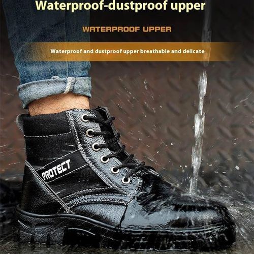 product_image_name-BLWOENS-Safety Boots Men With Steel Toe Cap Anti-smash Men Work Shoes Sneakers- Black-5