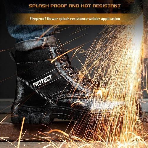 product_image_name-BLWOENS-Safety Boots Men With Steel Toe Cap Anti-smash Men Work Shoes Sneakers- Black-6