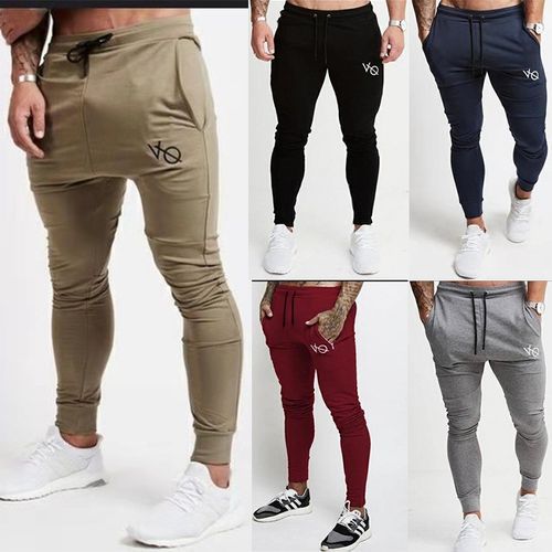 Fashion （Khaki + Black）=4999 Mens Woven Fabric Causal Pants Cotton