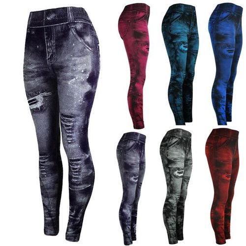 Generic Women 2023 Imitation Distressed Denim Jeans Leggings