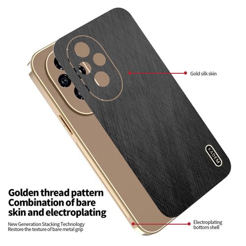 Generic Honor 200 Case,Electroplated Frame PU Leather Backboard Non-Slip Grip Shockproof Protective Case - image 2