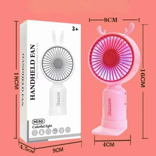 Generic Portable USB LED colorful light rechargeable hand held fan with light base
