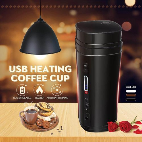 Generic Rechargeable USB Heating Self Stirring Auto Mixing Coffee Mug Tea  Cup Warmer Lid # Silver Black (black)
