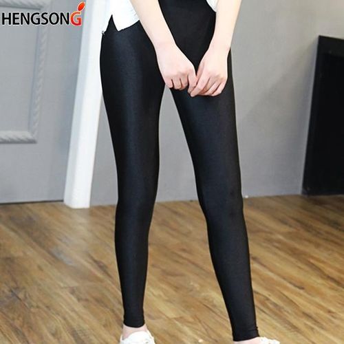 Generic Women's Workout Leggings Casual Shiny Glossy Legging Female  Comfrotable Fiteness Leggins Black Solid Leggings