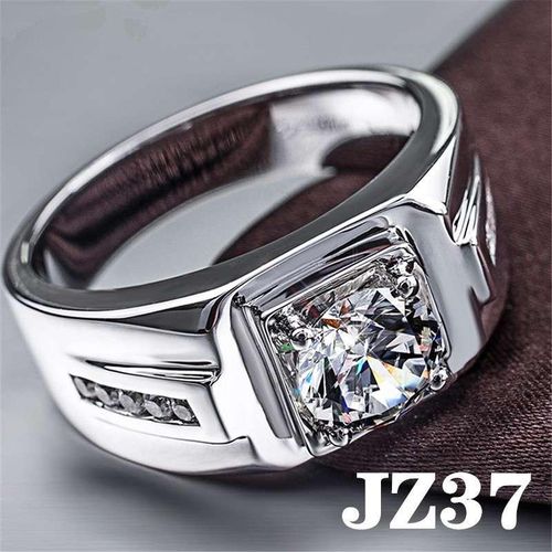 product_image_name-Fashion-JZ37 Adjustable Men Silver Diamond Ring + FREE BOX -1